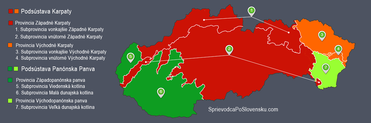 Geomorfológia Slovenska - podsústavy, provincie a subprovincie